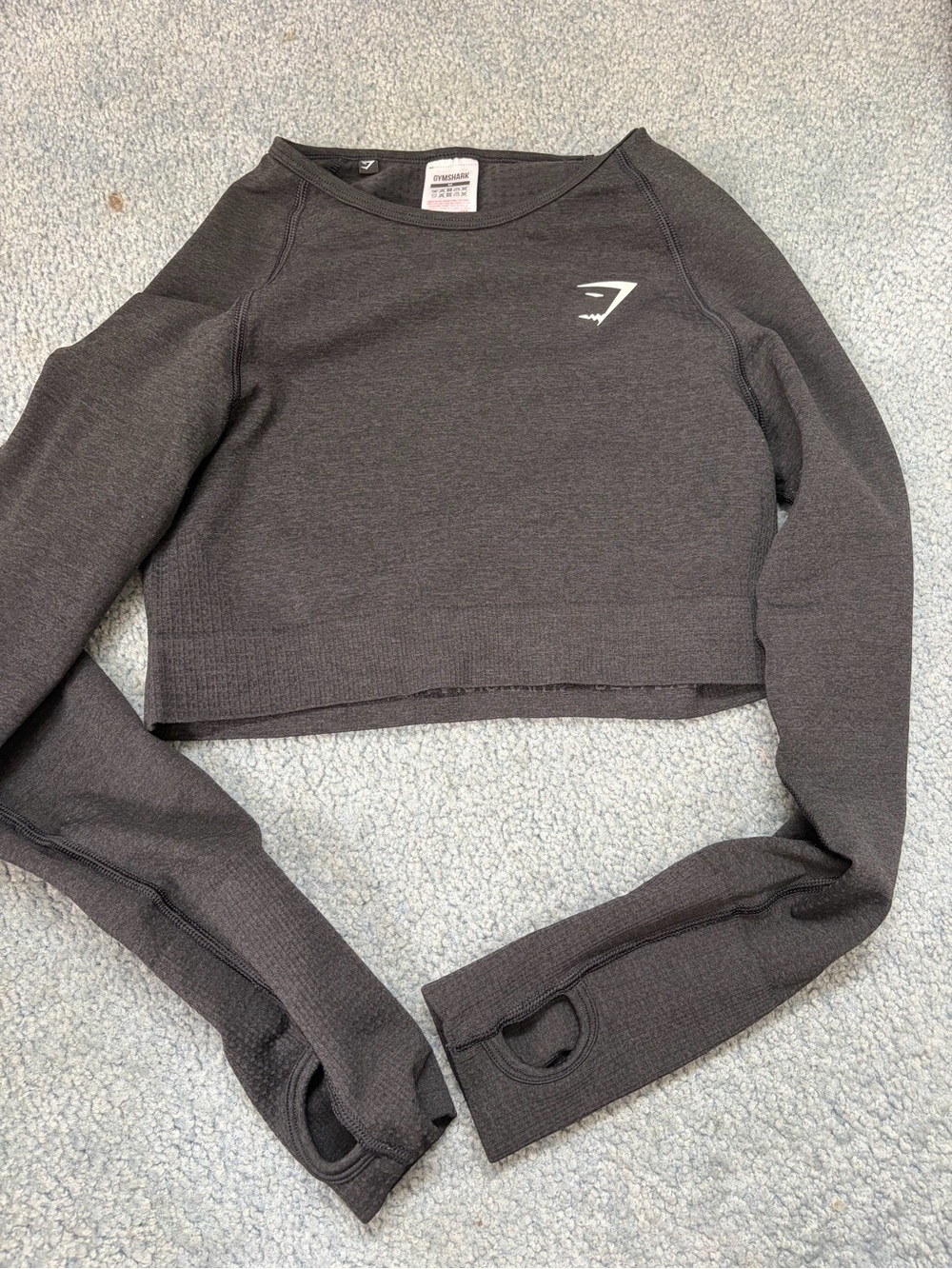 Gymshark Dark Gray Long Sleeve Cropped Seamless Top
